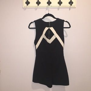 Black romper with white chest cutout